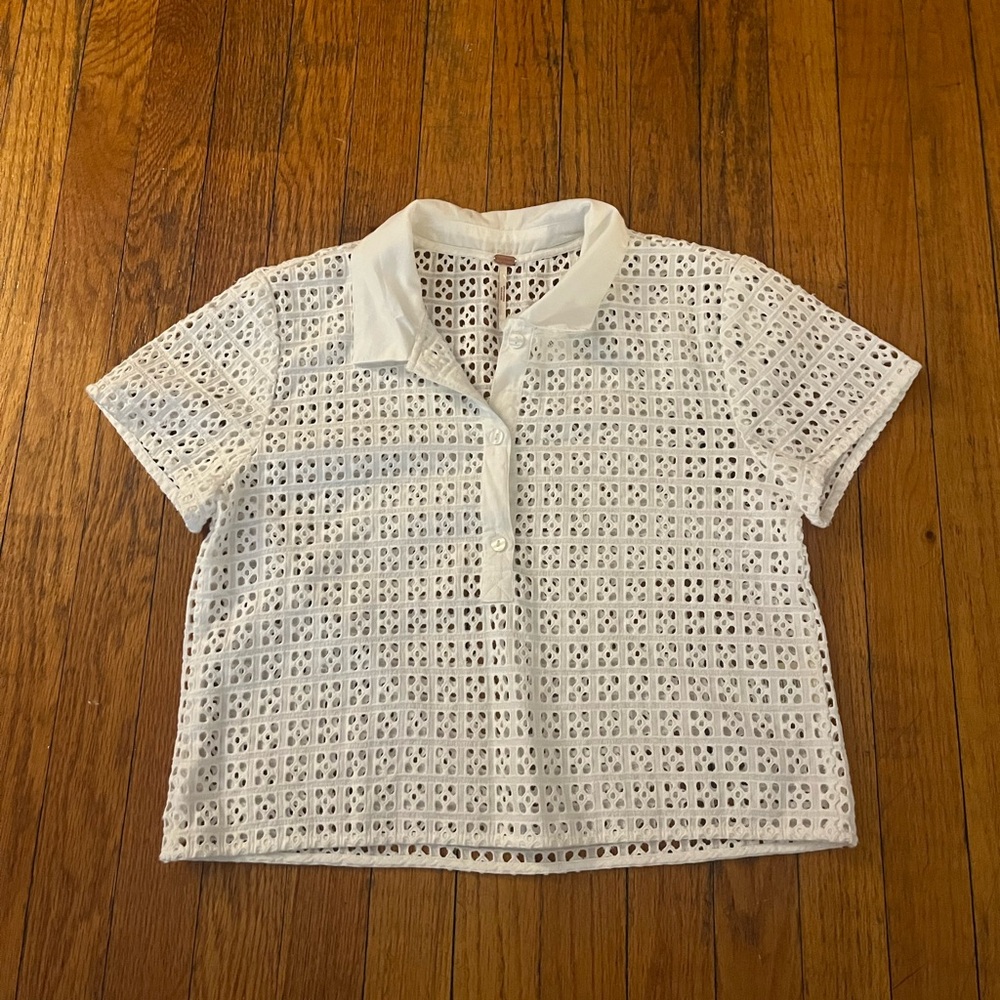 NWT Free People White Eyelet Top